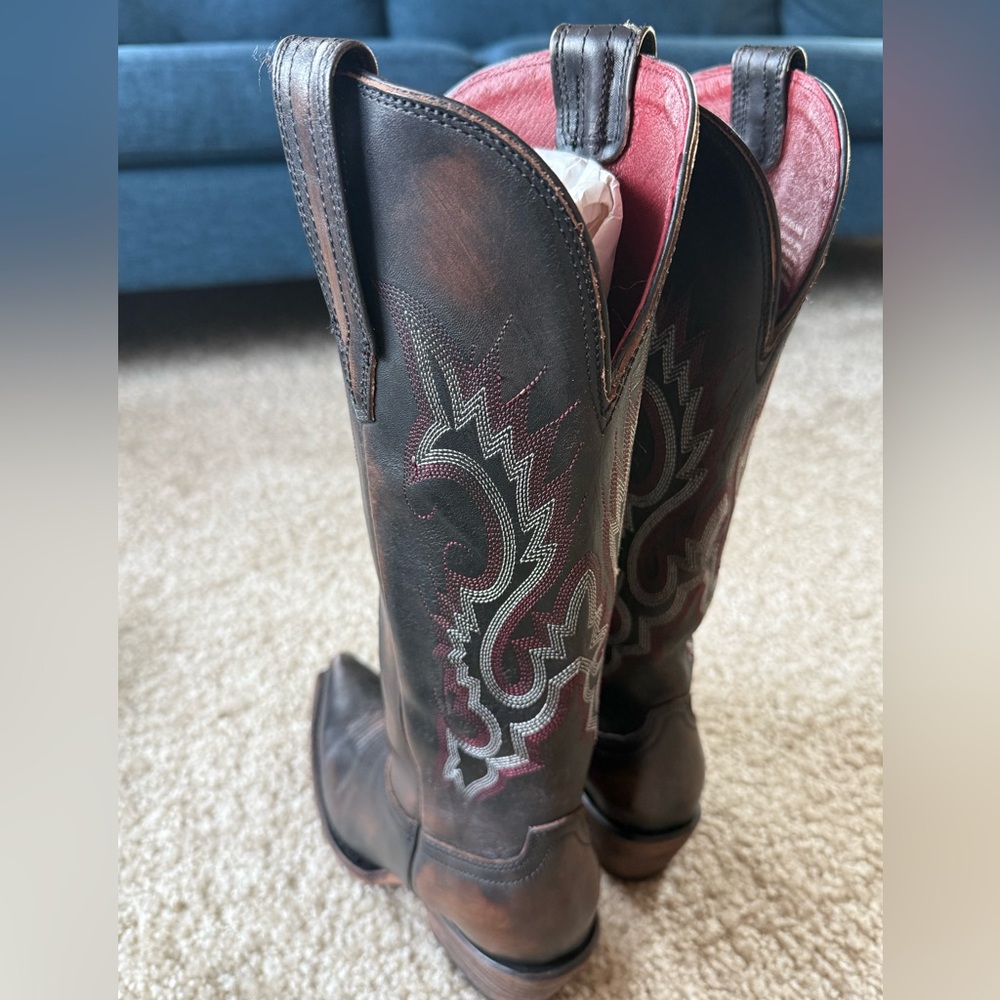 freebird Brown Leather Western Heeled Boots - Picture 7 of 8